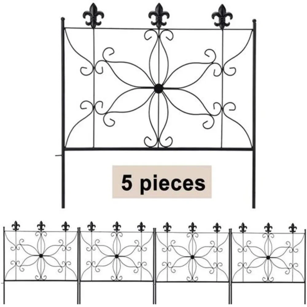 Garden Fence Animal Barrier Decorative Border Fencing 24.2 in x 10ft, 5 Pieces